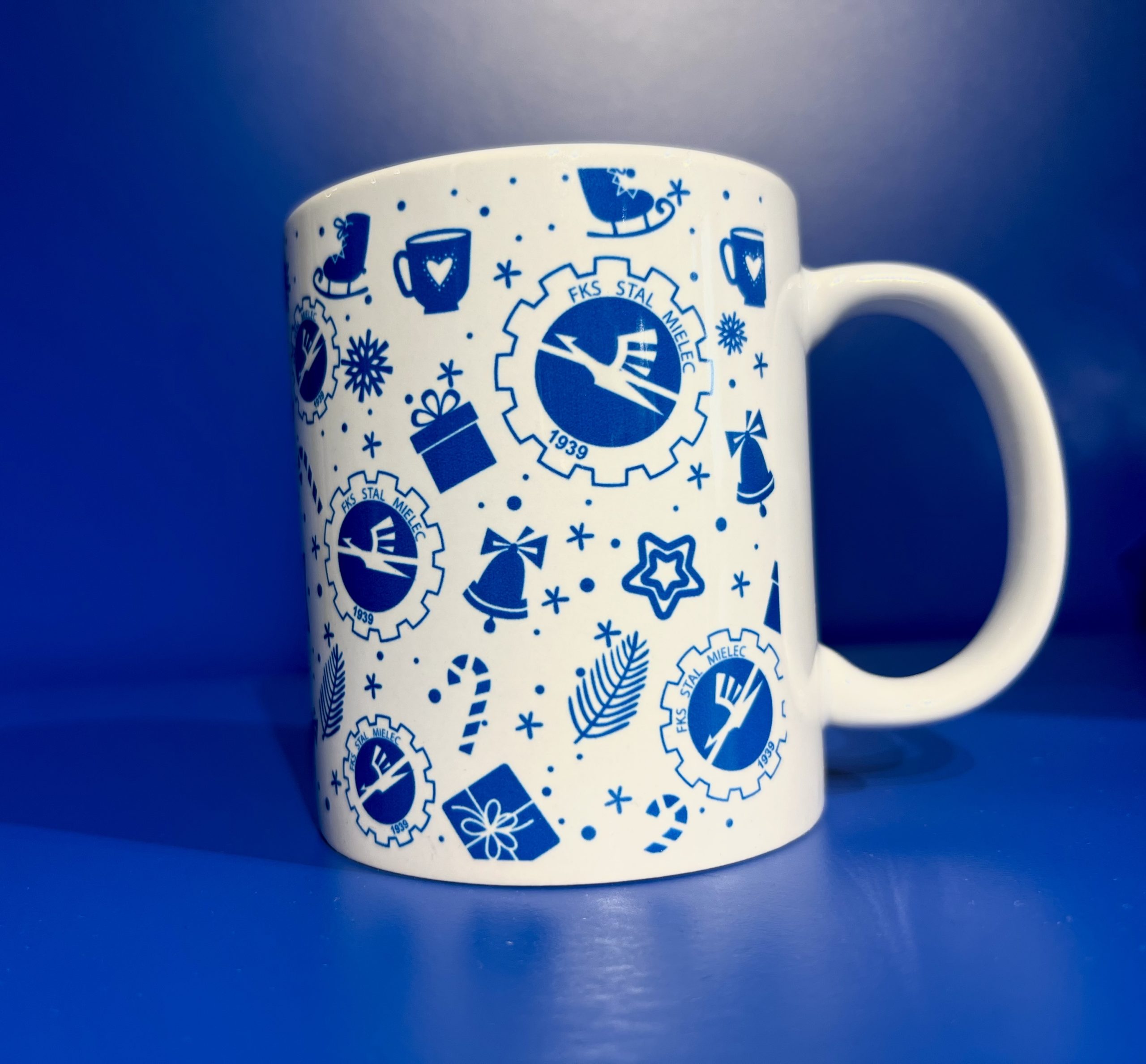 KUBEK ŚWIĄTECZNY BIAŁY/NIEBIESKI