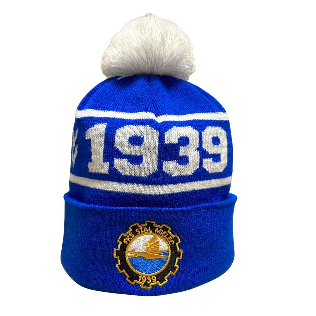 CZAPKA ZIMOWA „1939” NIEBIESKA KOLOROWY HERB